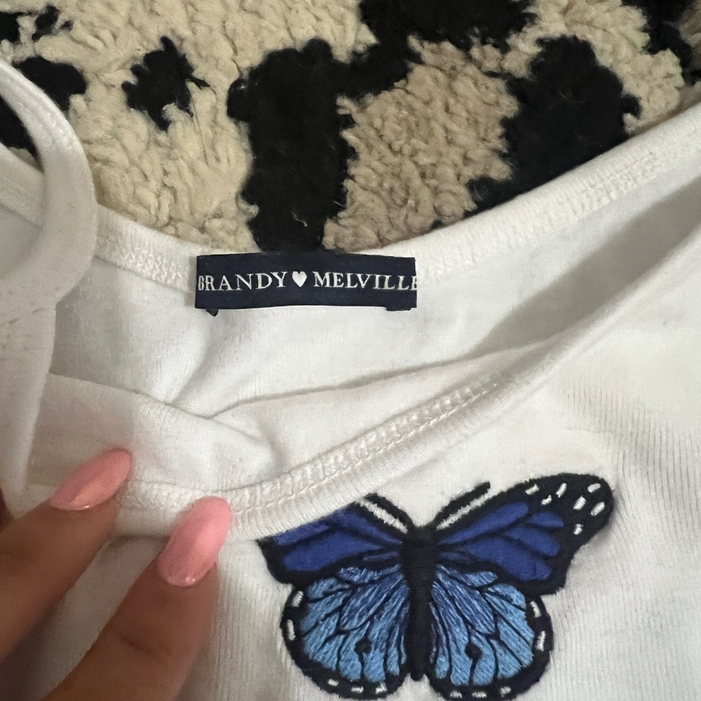 White with blue butterfly detail from brandy melville